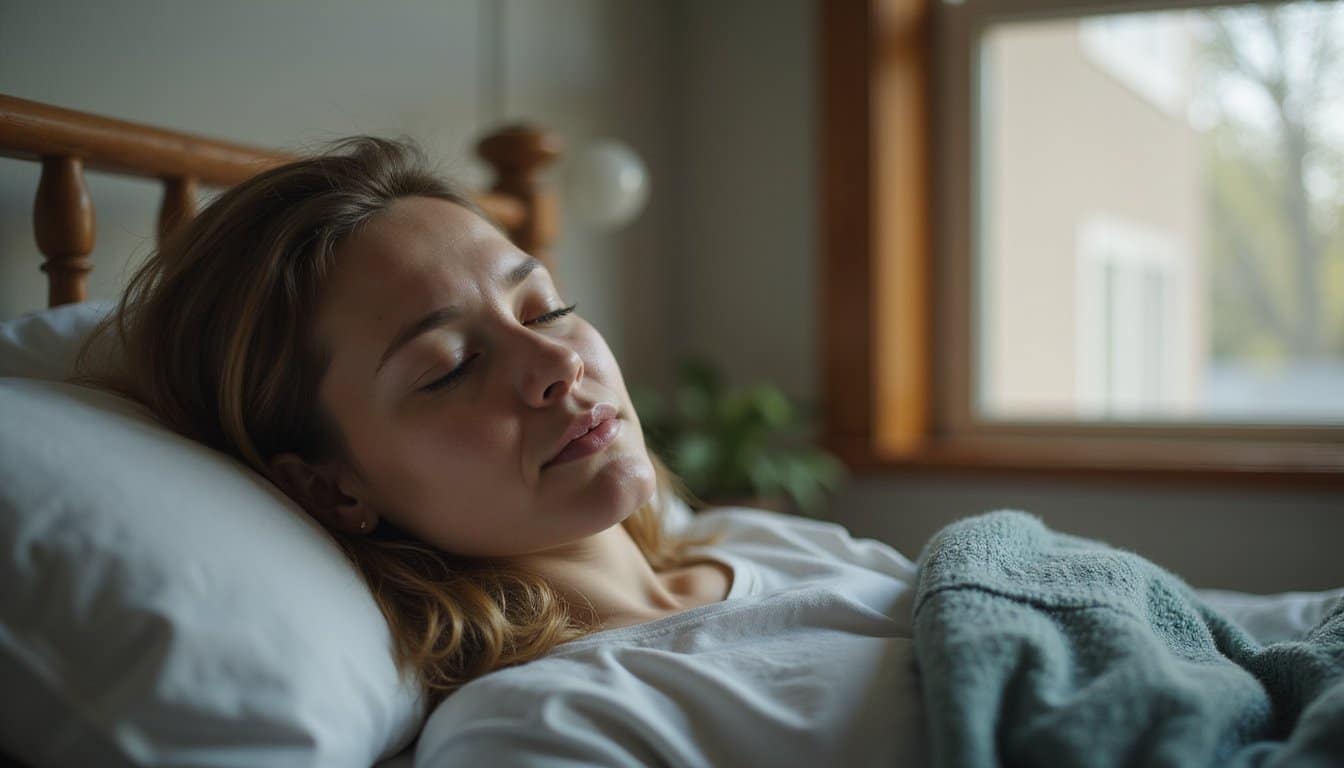 Close-up portrait of an adult resting in a calming detox treatment room