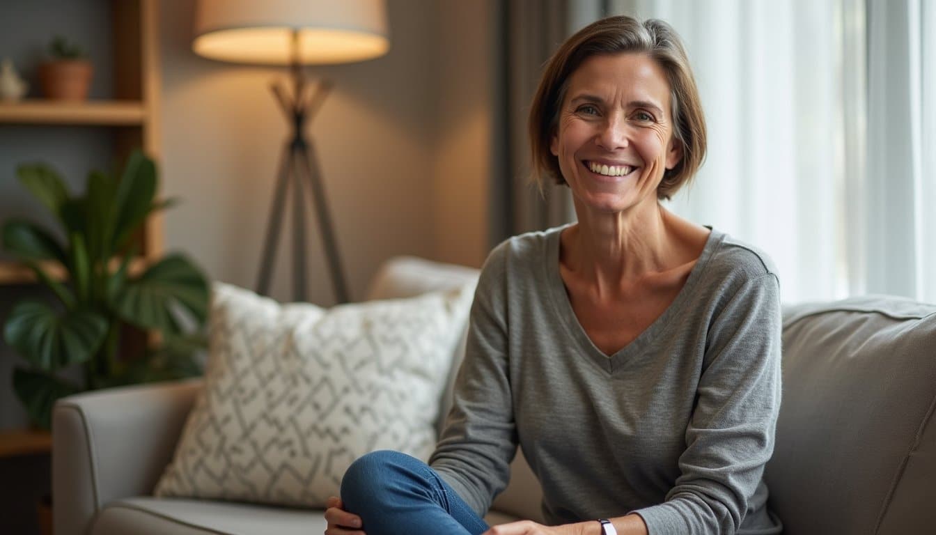 Person seated on a couch with soft lighting, representing fentanyl detox recovery