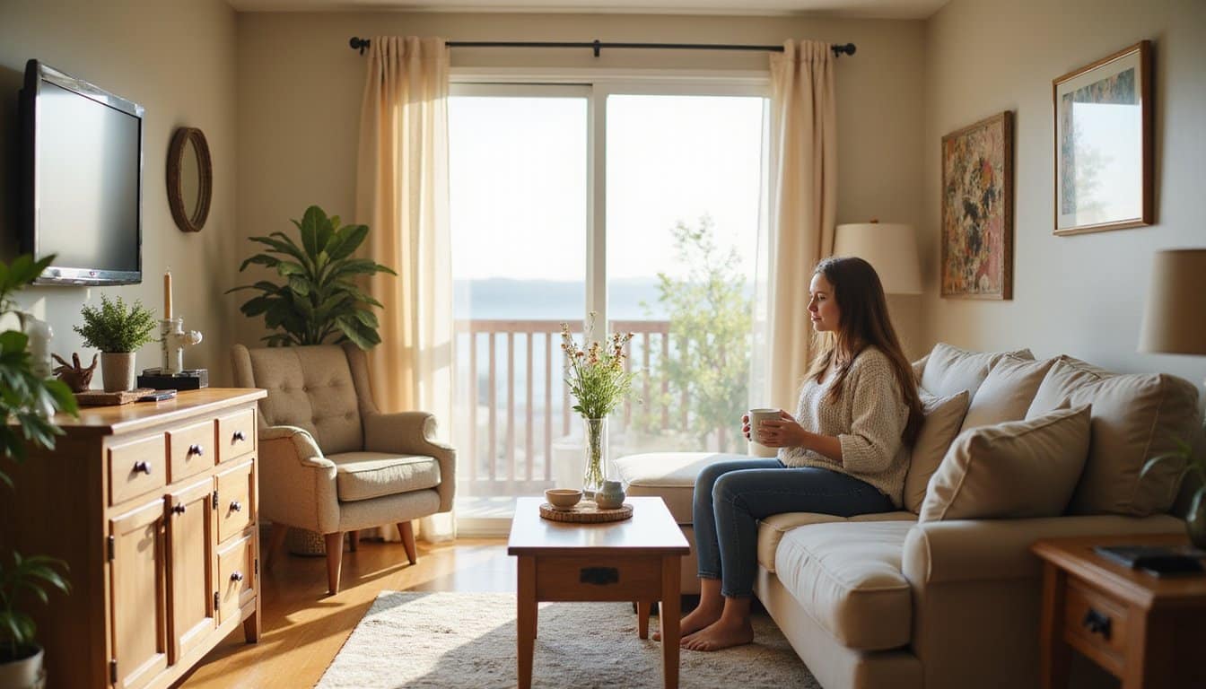Comfortable Marijuana detox meeting room with couches and natural decor