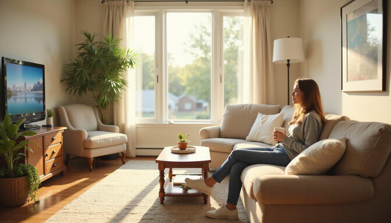 Marijuana detox therapy environment with woman in a quiet healing space