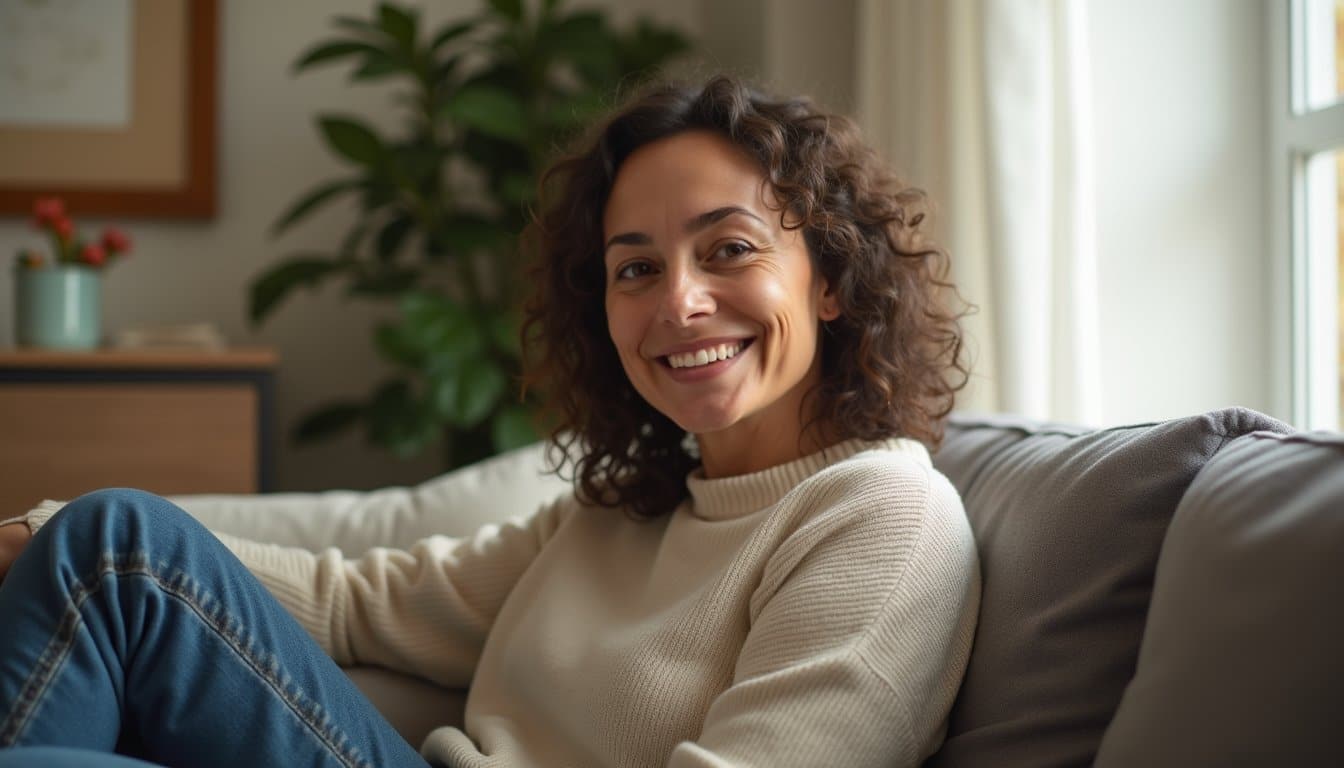 Person sitting indoors with a calm expression during fentanyl detox