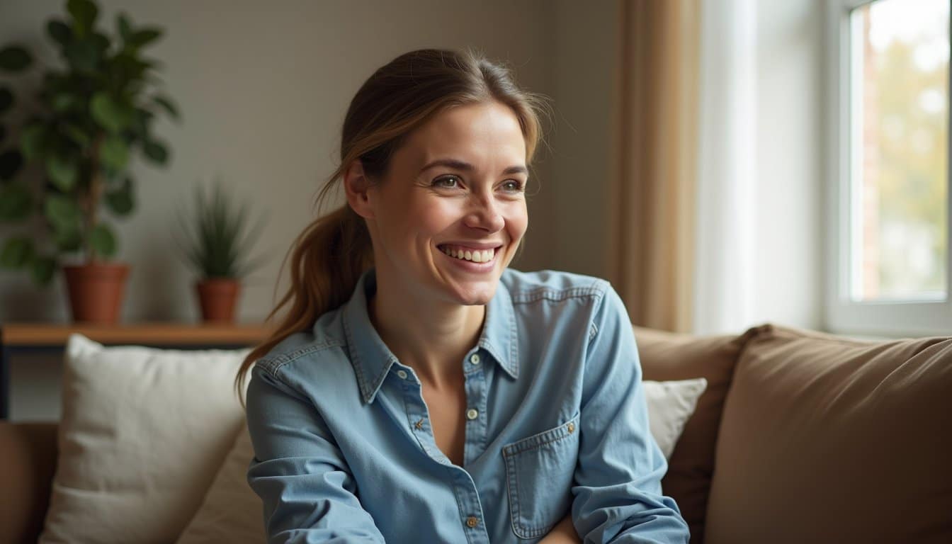 Person in a peaceful living room setting, fentanyl detox recovery imagery