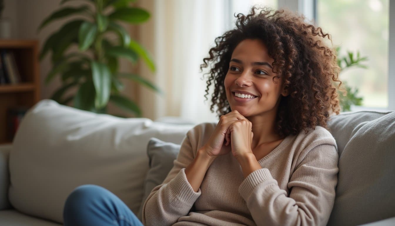 Person sitting on a sofa near a window, fentanyl detox recovery concept
