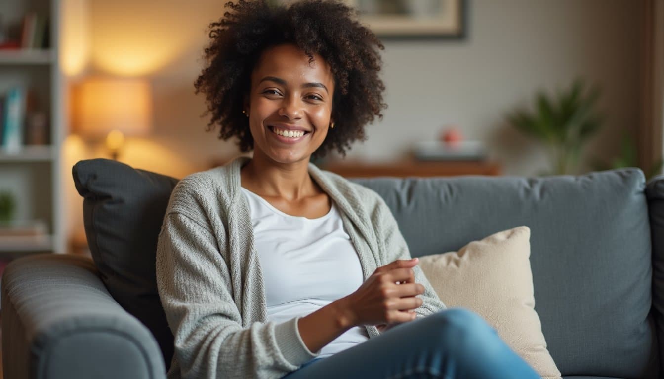Person smiling in a supportive home environment during fentanyl detox